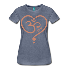 Women’s Om Heart Premium Glitter Tee - heather blue