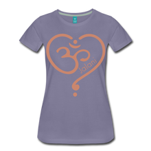 Women’s Om Heart Premium Glitter Tee - washed violet