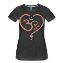 Women’s Om Heart Premium Glitter Tee - charcoal gray