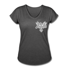 Women's Signature Phoenix Tri-Blend V-Neck Tee (Glitter Print) - deep heather