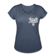 Women's Signature Phoenix Tri-Blend V-Neck Tee (Glitter Print) - navy heather