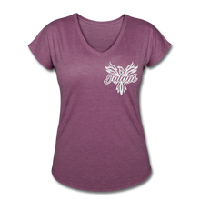 Women's Signature Phoenix Tri-Blend V-Neck Tee (Glitter Print) - heather plum