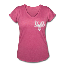 Women's Signature Phoenix Tri-Blend V-Neck Tee (Glitter Print) - heather raspberry