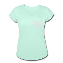 Women's Signature Phoenix Tri-Blend V-Neck Tee (Glitter Print) - mint