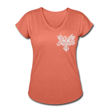 Women's Signature Phoenix Tri-Blend V-Neck Tee (Glitter Print) - heather bronze
