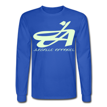 Men's Signature JA Long Sleeve T-Shirt F/B (Glow In Dark) Print - royal blue