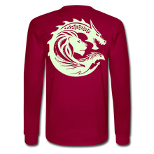 Men's Signature JA Long Sleeve T-Shirt F/B (Glow In Dark) Print - dark red