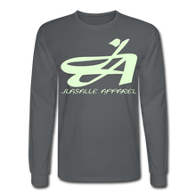 Men's Signature JA Long Sleeve T-Shirt F/B (Glow In Dark) Print - charcoal