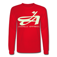 Men's Signature JA Long Sleeve T-Shirt F/B (Glow In Dark) Print - red