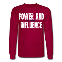 Men's Power And Influence Long Sleeve T-Shirt - dark red