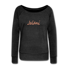 Women's Signature Jalani  Wideneck Sweatshirt (Glitter Print) - heather black