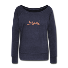 Women's Signature Jalani  Wideneck Sweatshirt (Glitter Print) - melange navy